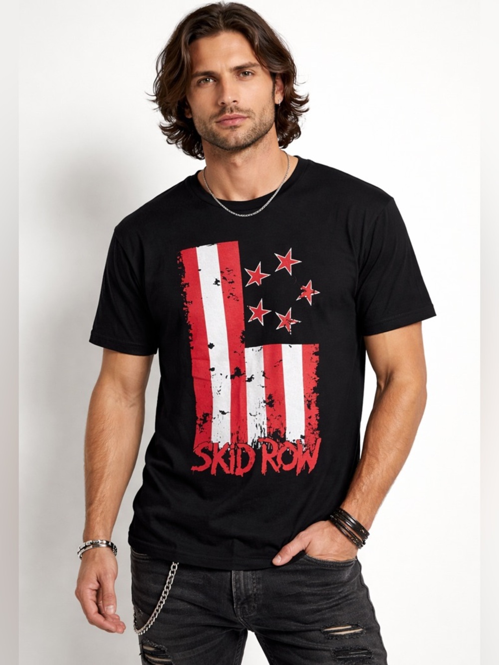 Skid Row Gildan XL T-shirt Short Sleeve U.S. Sector Flag Band Tee 2013-15 Tour